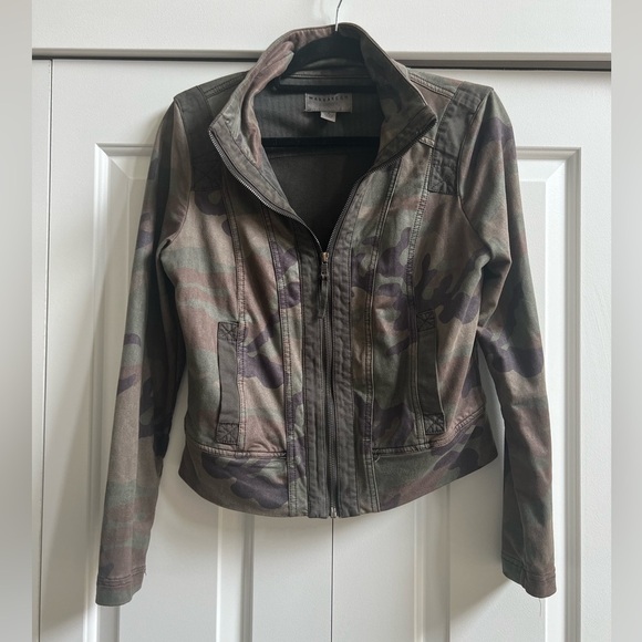 Anthropologie Marrakech Ashland Camo Moto Bomber Full Zip Jacket Size Small - Picture 3 of 7